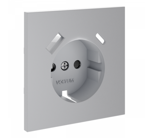 Накладка для розетки с заземлением и защитными шторками, с USB A+C Voltum S70 (серый) VLS001016