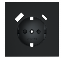 Накладка для розетки с заземлением и защитными шторками, с USB A+C Voltum S70 (графит) VLS001007