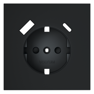 Накладка для розетки с заземлением и защитными шторками, с USB A+C Voltum S70 (графит) VLS001007