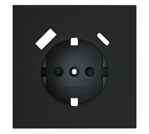 Накладка для розетки с заземлением и защитными шторками, с USB A+C Voltum S70 (графит) VLS001007