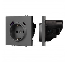 Механизм розетки с USB зарядкой Arlight SCT-NOBE-MUAC-SFPL-GR (230V, 16A) 054287