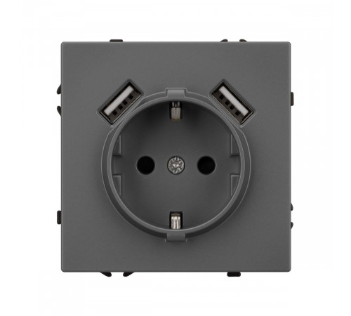 Розетка зк со шторками с USB тип А+А софт-тач серый базальт Arlight SCT-MUAA-SFPL-GR (250V, 16A) 054291(1)