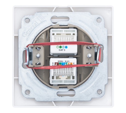 Розетка телефонная RJ11 + компьютерная RJ45 скрытой установки IP20, белая 
