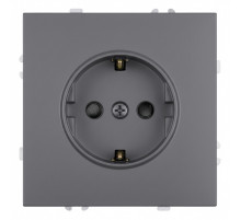 Розетка 1-местная с з/ш с/з (механизм) СЗК Stekker Эмили 250В 16А RST16-5110-10ZK платиново-серый soft touch 50243