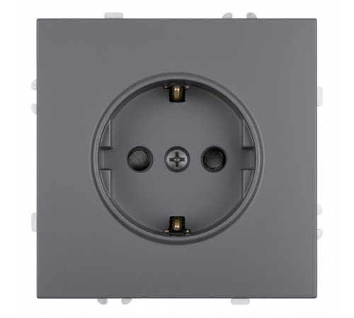 Розетка 1-местная с з/ш с/з (механизм) СЗК Stekker Эмили 250В 16А RST16-5110-10ZK платиново-серый soft touch 50243