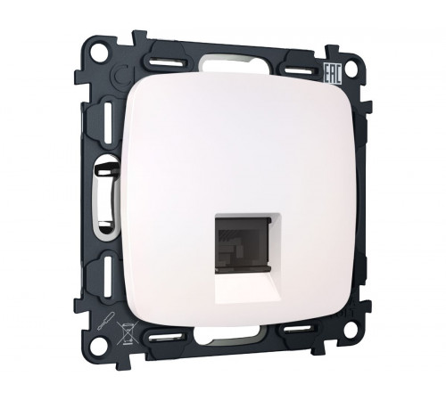 Комплект механизма компьютерной розетки Ambrella Volt RJ-45 (8P8C) CAT6A экранированной с автоматической защитной шторкой OMEGA MO212005 Жемчуг QUANT (OP2120, VM185)