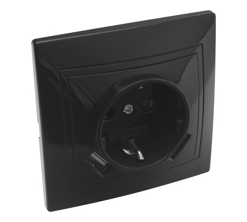 Розетка 2П+З с защ. шт. 16А 250В + USB порт Tape-A 2,1А 5В IP20, черная 