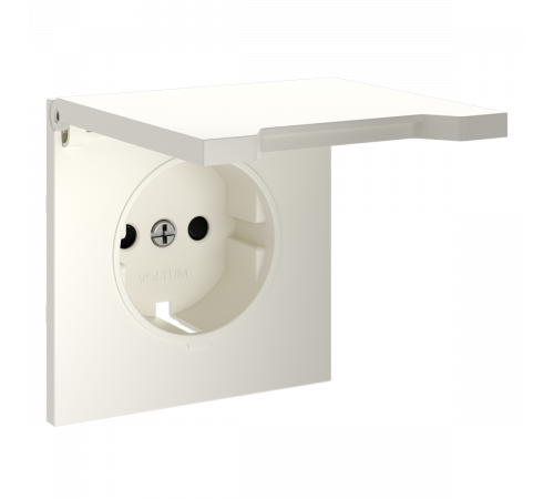 Накладка для розетки с заземлением, защитными шторками и крышкой Voltum S70 (хлопок) VLS000813