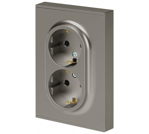 Розетка Эра Arktik 16-2104-07 двойная с заземлением 2X2P+E Schuko 16А-250В титан Б0070450