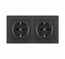 Розетка двойная (двухпостовая) с/з и шторками Arte Milano SET06-2-40-1x2 black