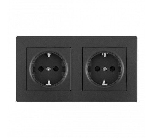 Розетка двойная (двухпостовая) с/з и шторками Arte Milano SET06-2-40-1x2 black Розетка двойная (двухпостовая) с/з и шторками Arte Milano SET06-2-40-1x2 black