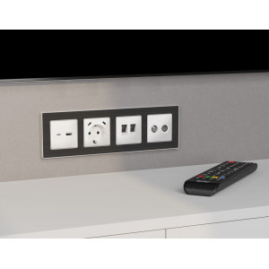 Комплект механизма компьютерной двойной розетки RJ-45 с автоматической защитной шторкой Alfa Белый матовый Quant Ambrella Volt MA132110 (AP1321, VM189)