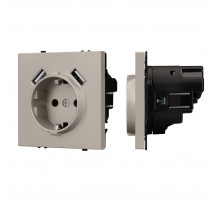 Розетка зк со шторками с USB тип А+А софт-тач кашемир Arlight SCT-MUAA-SFPL-CA (250V, 16A) 059442(1)