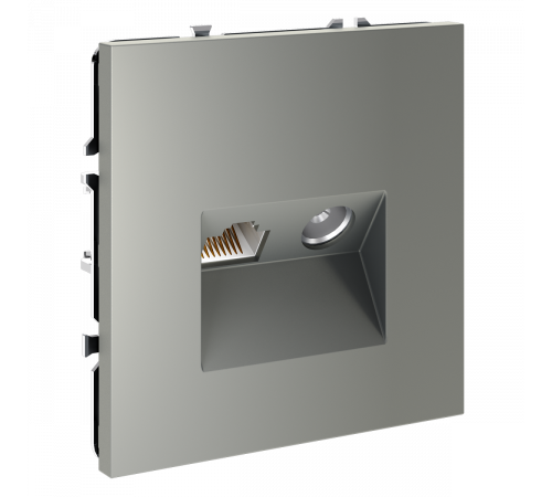 Розетка телевизионная встраиваемая Voltum S70 TV+RJ45 кат. 6, (сталь) VLS060705