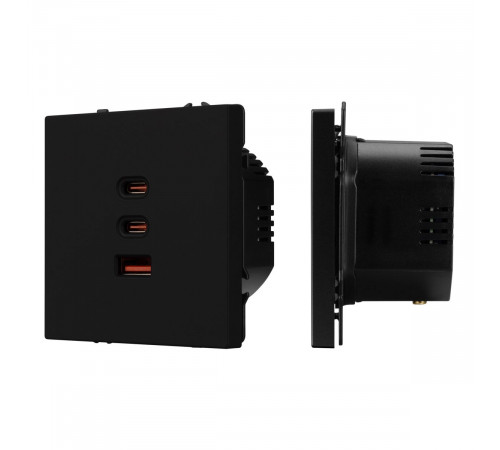 Механизм розетки с быстрой USB зарядкой Arlight SCT-NOBE-MUACC-SFPL-FC-BK (65W, QC3) 061834