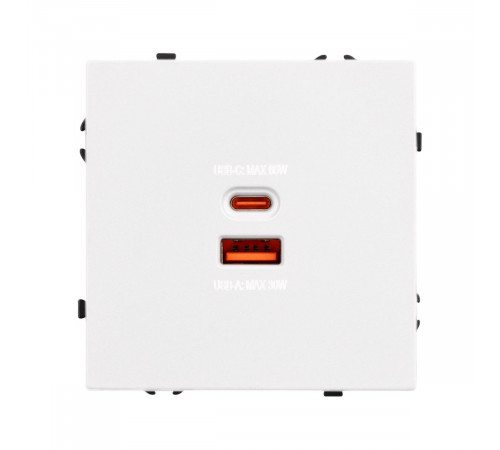 Механизм розетки с быстрой USB зарядкой Arlight SCT-NOBE-MUAC-SFPL-FC-WH (65W, QC3) 054316
