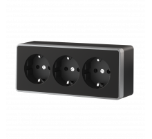 Розетка тройная с заземлением и шторками Werkel Gallant (черный с серебром) W5073134 4690389177200 a056944