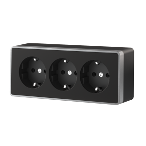 Розетка тройная с заземлением и шторками Werkel Gallant (черный с серебром) W5073134 4690389177200 a056944