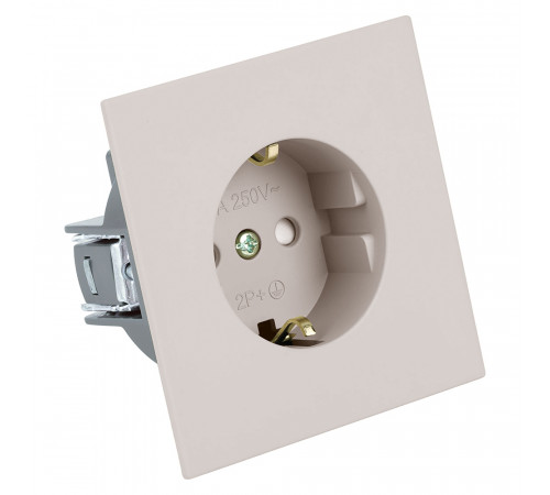 Розетка 1-местная с защитной шторкой с/з (механизм) Stekker Мия 250В 16А RST16-3110-08 пудровый жемчуг 50484