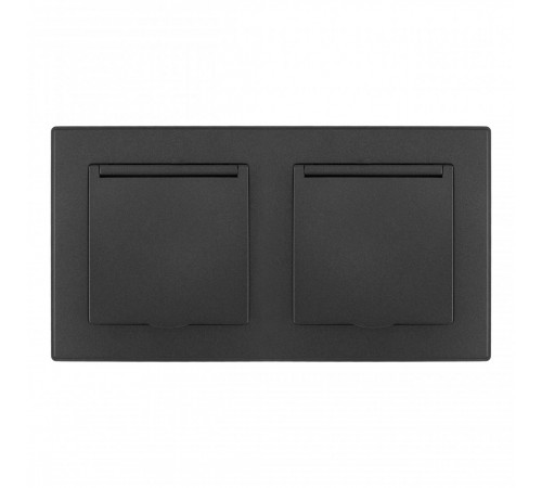 Розетка двойная (двухпостовая) с/з и шторками Arte Milano SET06-2-41-1x2 black Розетка двойная (двухпостовая) с/з и шторками Arte Milano SET06-2-41-1x2 black