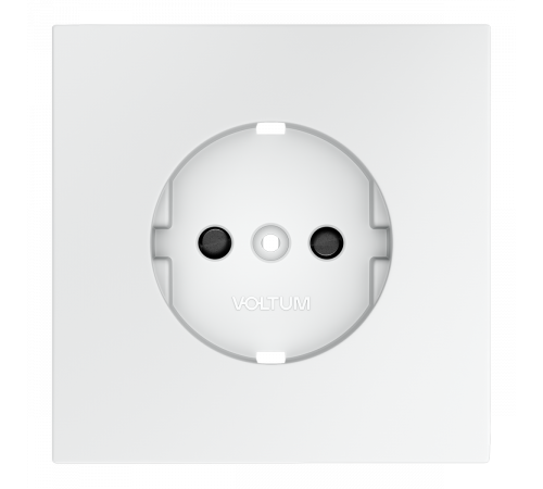 Накладка для розетки с заземлением и защитными шторками Voltum S70 (белый матовый) VLS000702