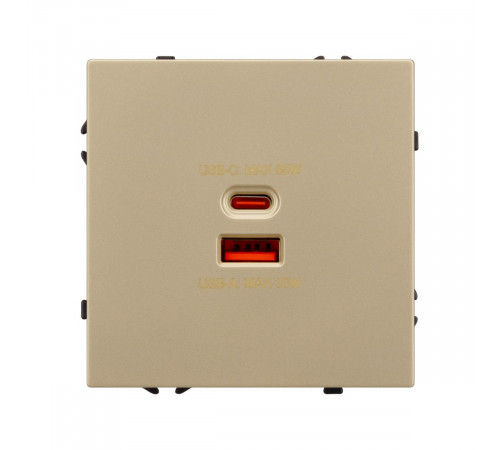 Механизм розетки с быстрой USB зарядкой Arlight SCT-NOBE-MUAC-SFPL-FC-GD (65W, QC3) 054318
