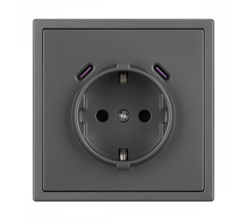 Розетка зк со шторками с USB тип C+С софт-тач серый базальт Arlight SCT-MUCC-SFPL-GR (250V, 16A) 061816(1)