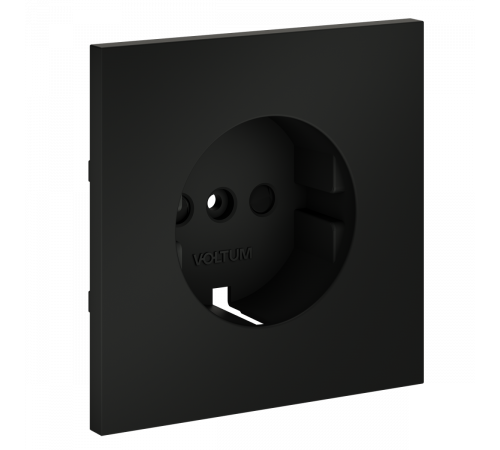 Накладка для розетки с заземлением и защитными шторками Voltum S70 (черный матовый) VLS000708