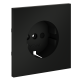 Накладка для розетки с заземлением и защитными шторками Voltum S70 (черный матовый) VLS000708