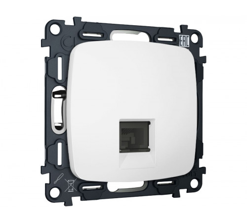 Комплект механизма компьютерной розетки Ambrella Volt RJ-45 (8P8C) CAT6A экранированной с автоматической защитной шторкой OMEGA MO132005 Белый матовый QUANT