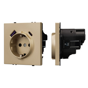 Розетка зк со шторками с USB тип А+С софт-тач золотой песок Arlight SCT-MUAC-SFPL-GD (250V, 16A) 054286(1)