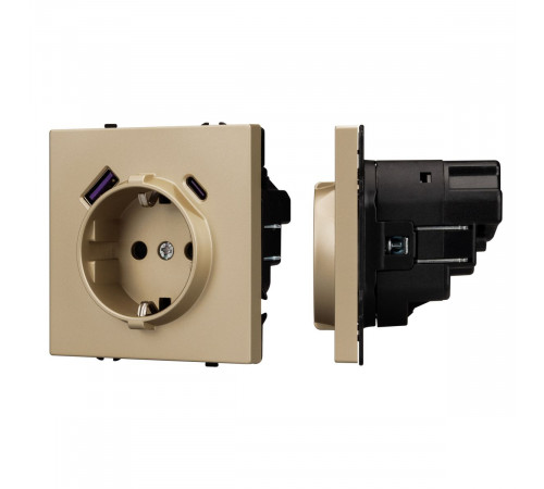 Розетка зк со шторками с USB тип А+С софт-тач золотой песок Arlight SCT-MUAC-SFPL-GD (250V, 16A) 054286(1)