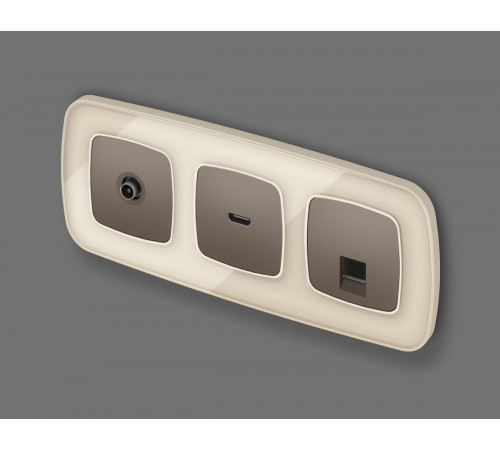 Комплект механизма компьютерной розетки Ambrella Volt RJ-45 (8P8C) CAT6A экранированной с автоматической защитной шторкой OMEGA MO642005 Темная бронза матовый QUANT (OP6420, VM185)