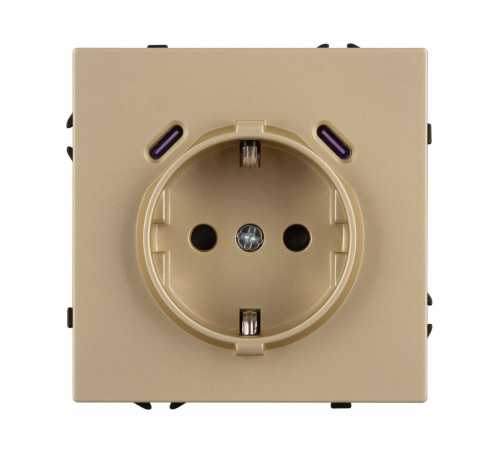 Розетка зк со шторками с USB тип C+С софт-тач золотой песок Arlight SCT-MUCC-SFPL-GD (250V, 16A) 061815(1)