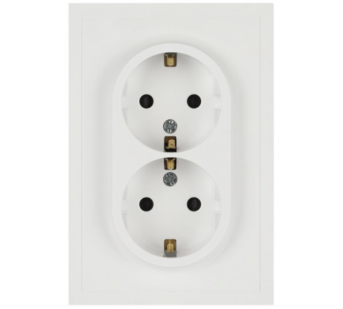 Розетка Эра Galaxy 15-2105-08 с заземлением двойная 2X2P+E Schuko со шторками IP20 16А-250В белый матовый Б0070711