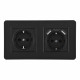 Розетка двойная (двухпостовая) с/з и шторками + USB Arte Milano SET16-2-47-1-40-1 black