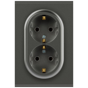 Розетка Эра Arktik 16-2104-06 двойная с заземлением 2X2P+E Schuko 16А-250В графит Б0070449