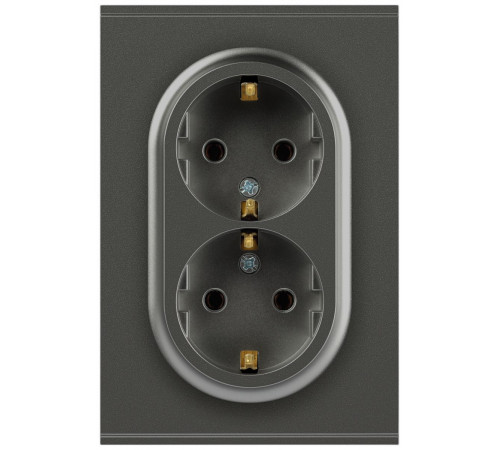 Розетка Эра Arktik 16-2104-06 двойная с заземлением 2X2P+E Schuko 16А-250В графит Б0070449