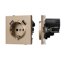 Механизм розетки с USB зарядкой Arlight SCT-TENDO-MUAA-PL-GD (230V, 16A) 054085