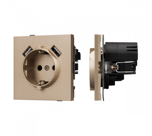 Механизм розетки с USB зарядкой Arlight SCT-TENDO-MUAA-PL-GD (230V, 16A) 054085