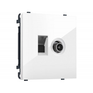 Комплект механизма розетки компьютерной + TV оконечной SIGMA Белый глянец RJ-45 Ambrella Volt MS112510 (SP1125, PR195)