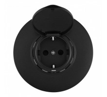 Розетка круглая с/з и шторками, защитной крышкой и рамкой Arte Milano SET08-1-41-1 black