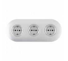 Круглая розетка тройная (трехпостовая) с/з и шторками Arte Milano SET08-3-40-1x3 silver