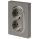 Розетка Эра Arktik 16-2105-07 двойная с заземлением 2X2P+E Schuko со шторками 16А-250В титан Б0070460