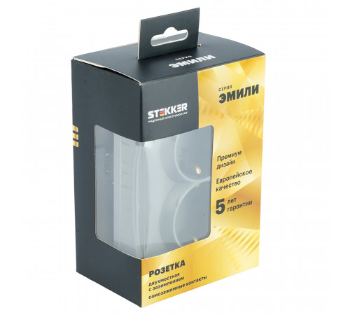 Розетка 2-местная СЗК Stekker 250В 16А Эмили RST16-5114-10ZK 50244