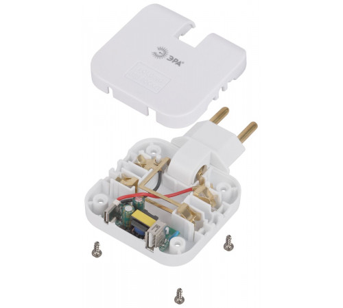 Разветвитель электрический Эра SPF-2-FL-USBC поворотный на 2 розетки + 2USB A+C 10А белый Б0069090