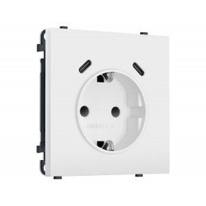 Комплект механизма электрической розетки SIGMA Белый мягкое касание 2USB С+C 20W Ambrella Volt MS830510 (SP8305, PR165)