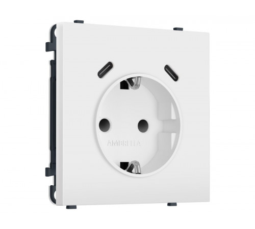 Комплект механизма электрической розетки SIGMA Белый мягкое касание 2USB С+C 20W Ambrella Volt MS830510 (SP8305, PR165)