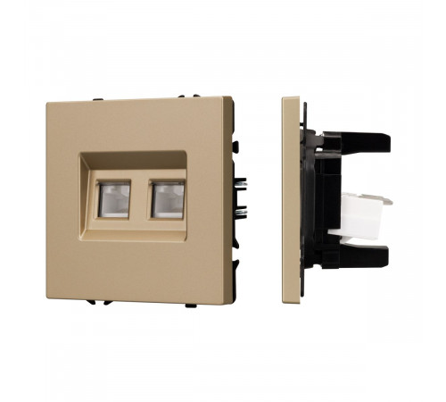 Механизм сдвоенной компьютерной розетки Arlight SCT-NOBE-MPC2-SFPL-GD (RJ-45, CAT6) 054314