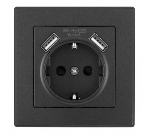 Комплект розетки с/з и шторками + USB и рамкой Arte Milano SET06-1-47-1 black Комплект розетки с/з и шторками + USB и рамкой Arte Milano SET06-1-47-1 black